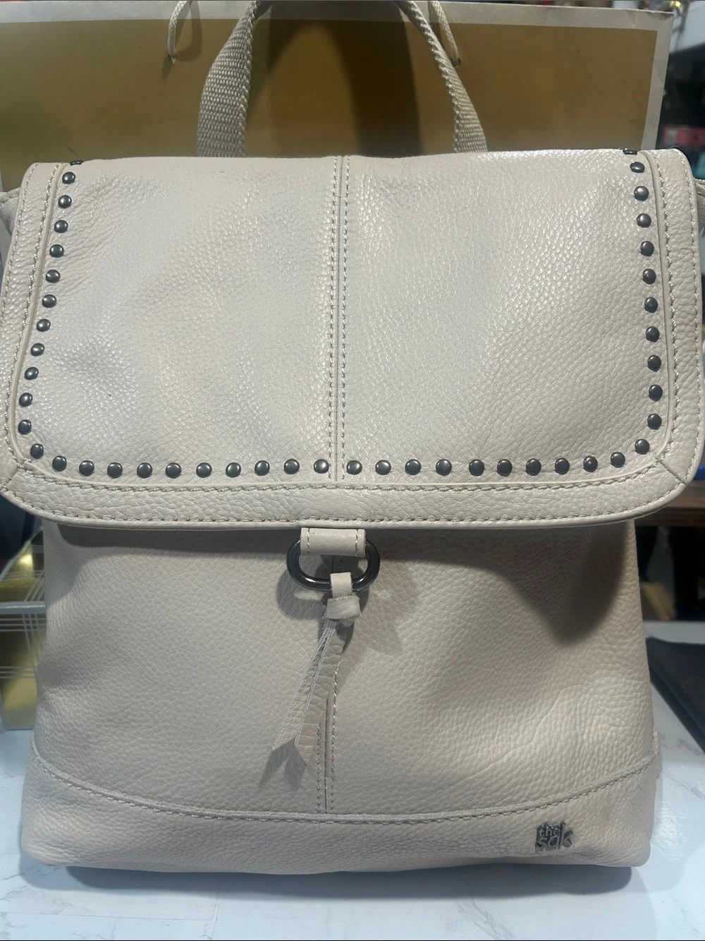 The SAK Cream Leather Saratoga convertible Stud-Trim Backpack - Women Bags